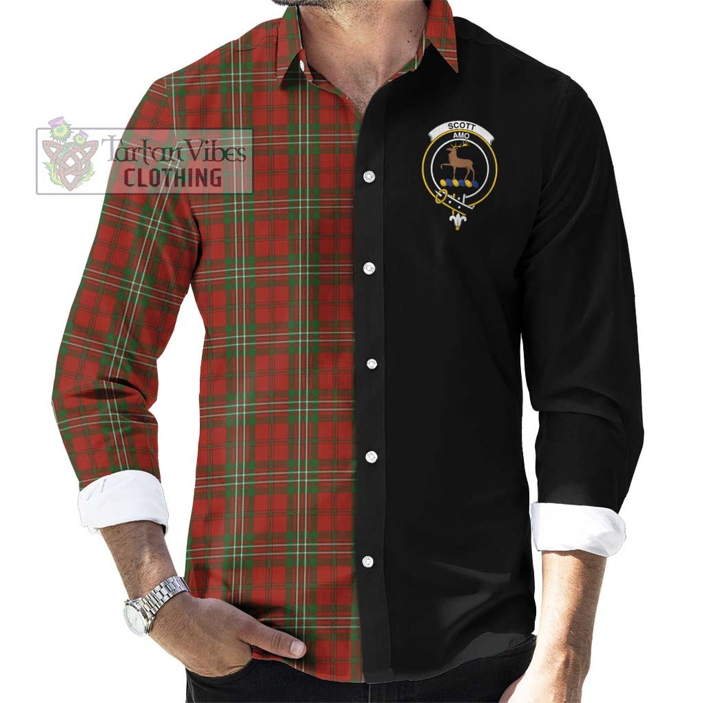 Scott Tartan Long Sleeve Button Shirt with Family Crest and Half Of Me Style - Tartanvibesclothing Shop