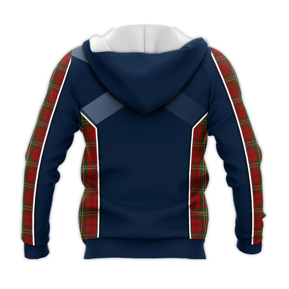 Tartan Vibes Clothing Scott Tartan Knitted Hoodie with Family Crest and Scottish Thistle Vibes Sport Style