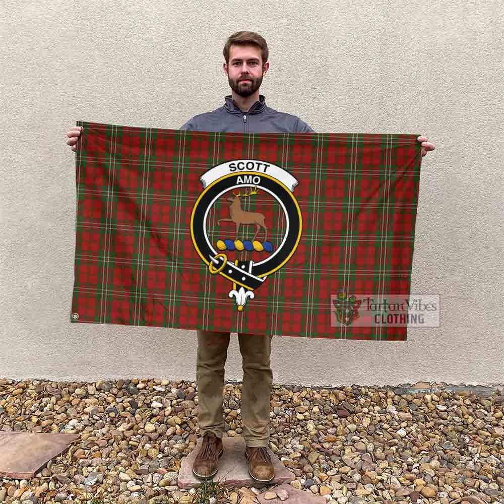 Tartan Vibes Clothing Scott Tartan House Flag with Family Crest