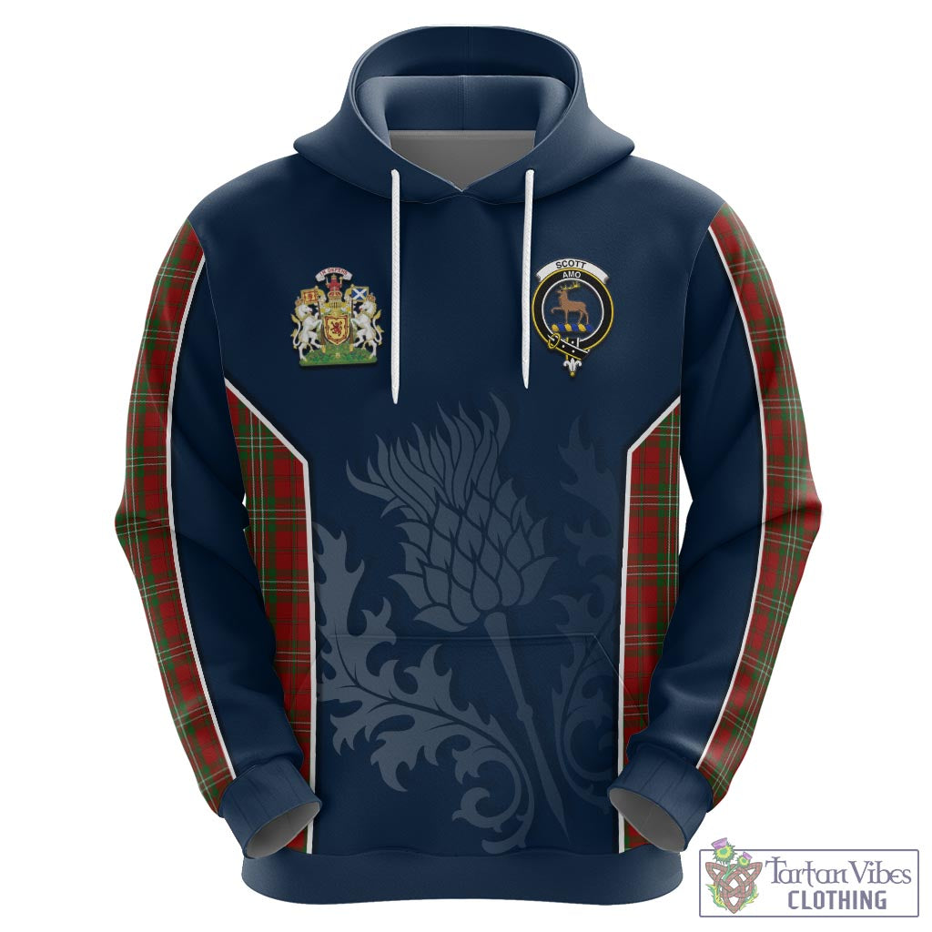 Tartan Vibes Clothing Scott Tartan Hoodie with Family Crest and Scottish Thistle Vibes Sport Style