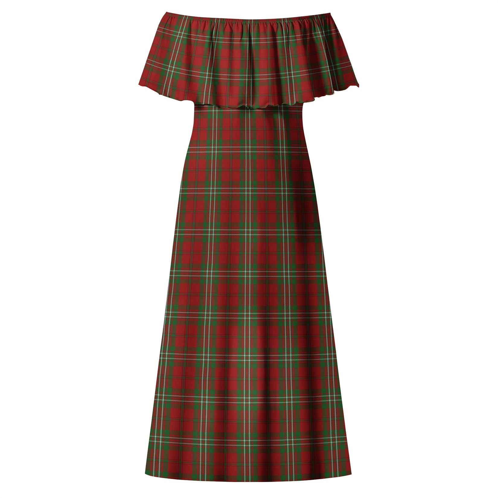 Scott Tartan Off Shoulder Long Dress - Tartanvibesclothing