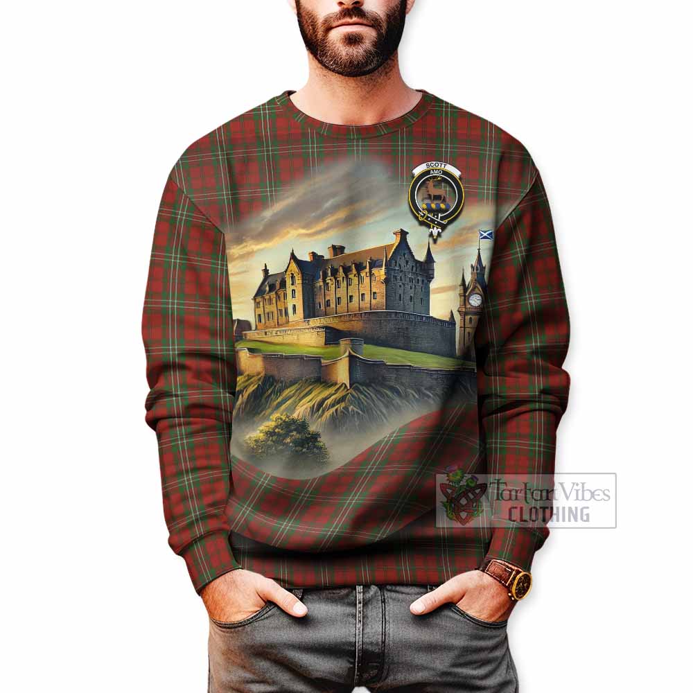 Scott Tartan Family Crest Sweatshirt with Scottish Ancient Castle Style - Tartan Vibes Clothing