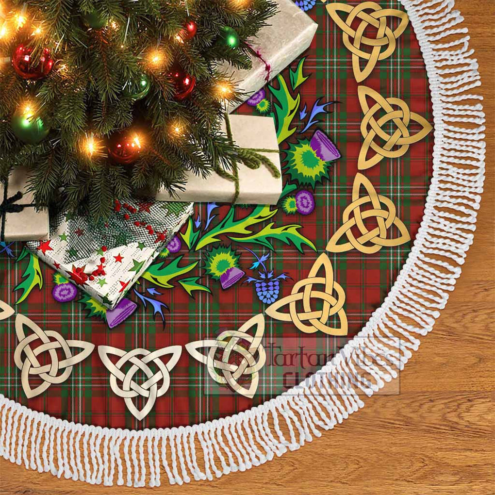 Tartan Vibes Clothing Scott Tartan Christmas Tree Skirt with Thistle Celtic Knot Style