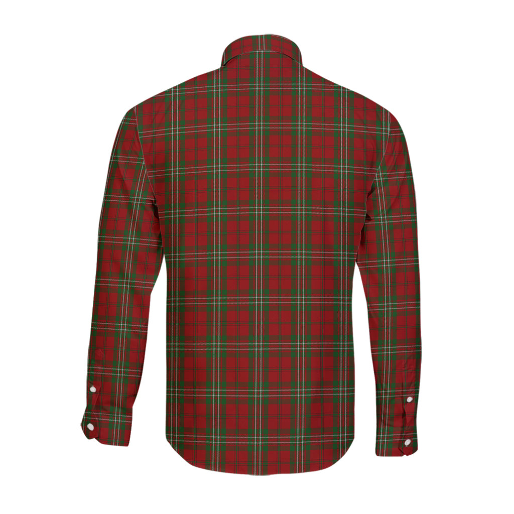 Scott Tartan Long Sleeve Button Up Shirt with Family Crest - Tartan Vibes Clothing