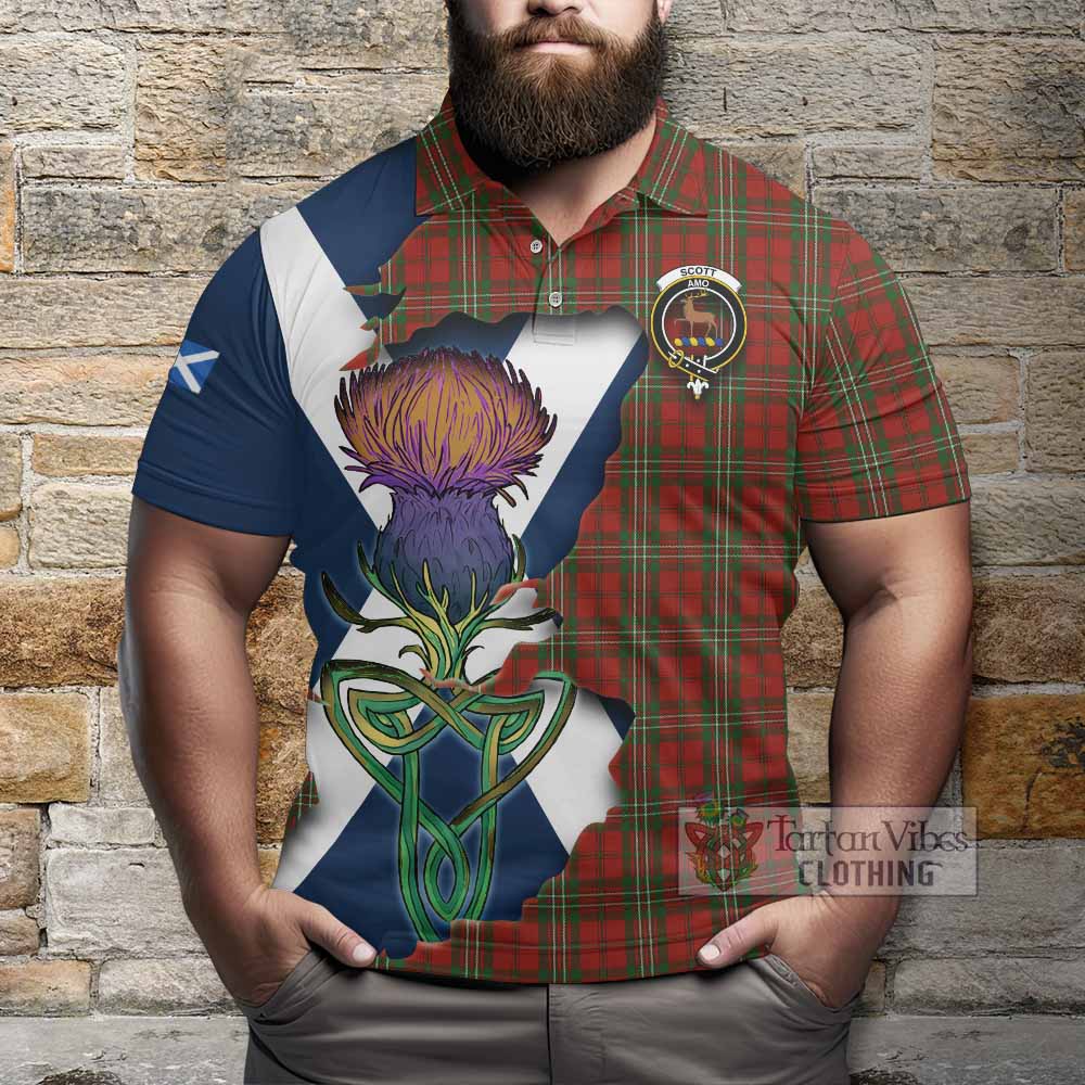 Scott Tartan Family Crest Polo Shirt Scottish Thistle Celtic Inspired - Tartan Vibes Clothing