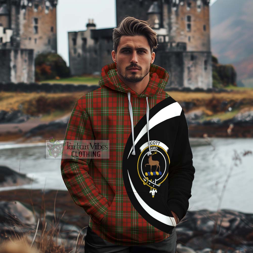 Tartan Vibes Clothing Scott Tartan Cotton Hoodie with Family Crest Circle Style