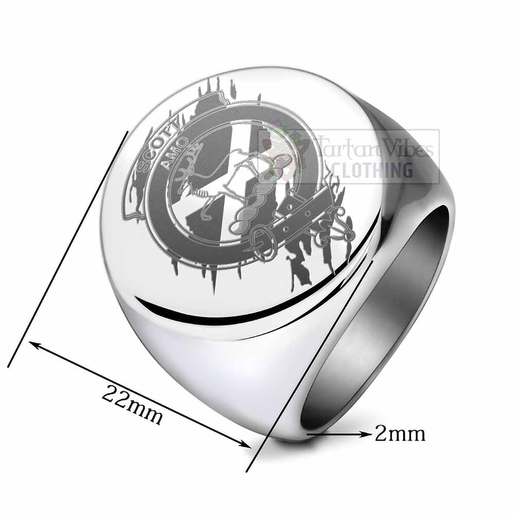 Tartan Vibes Clothing Scott Clan Crest Engraved Ring Scotland In Me Style