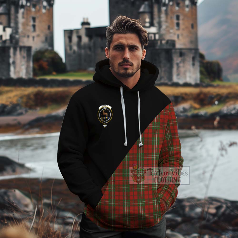 Tartan Vibes Clothing Scott Tartan Cotton Hoodie with Family Crest and Military Logo Style