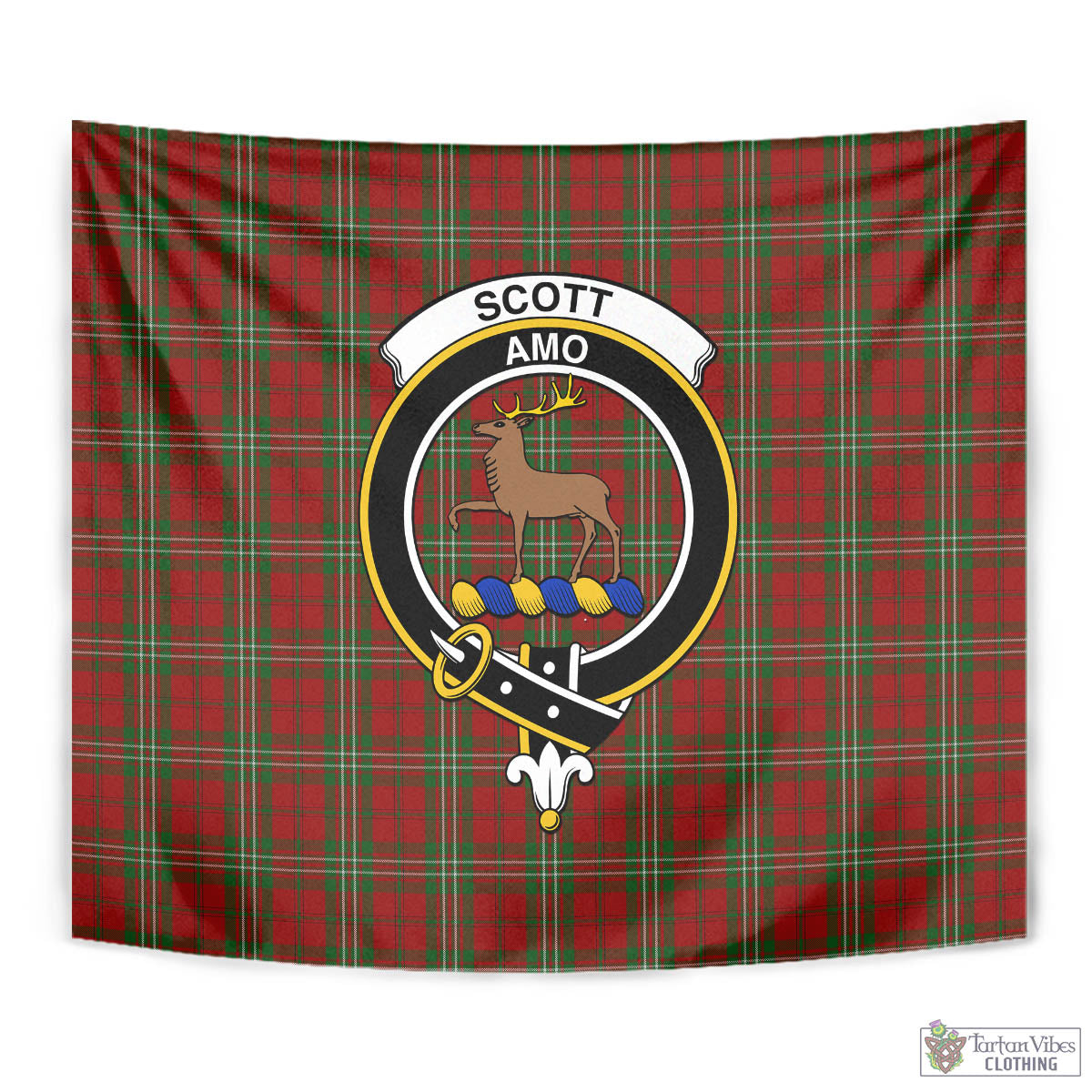 Tartan Vibes Clothing Scott Tartan Tapestry Wall Hanging and Home Decor for Room with Family Crest