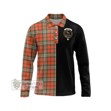 Scott Ancient Tartan Long Sleeve Polo Shirt with Family Crest and Half Of Me Style