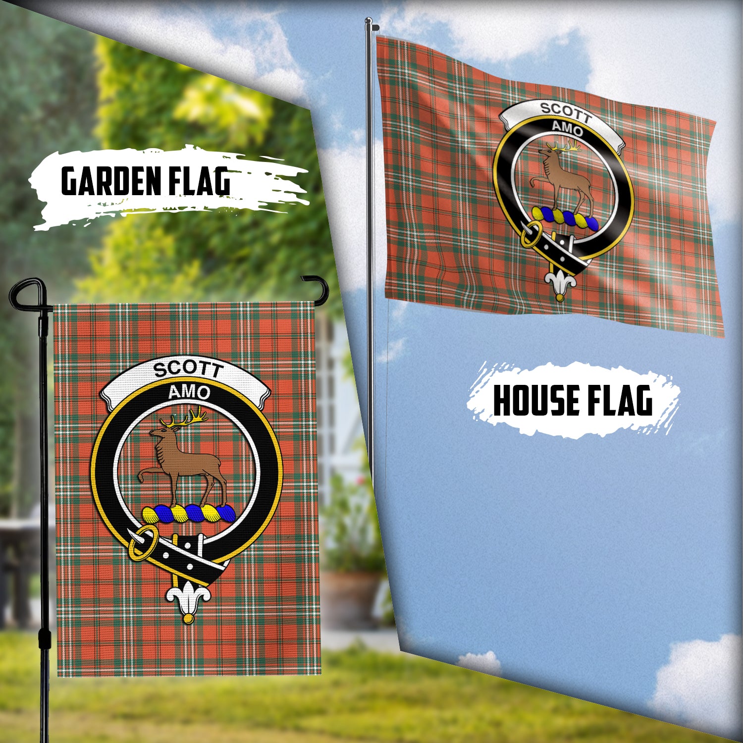 Scott Ancient Tartan Flag with Family Crest Garden Flag (Vertical) - Tartan Vibes Clothing