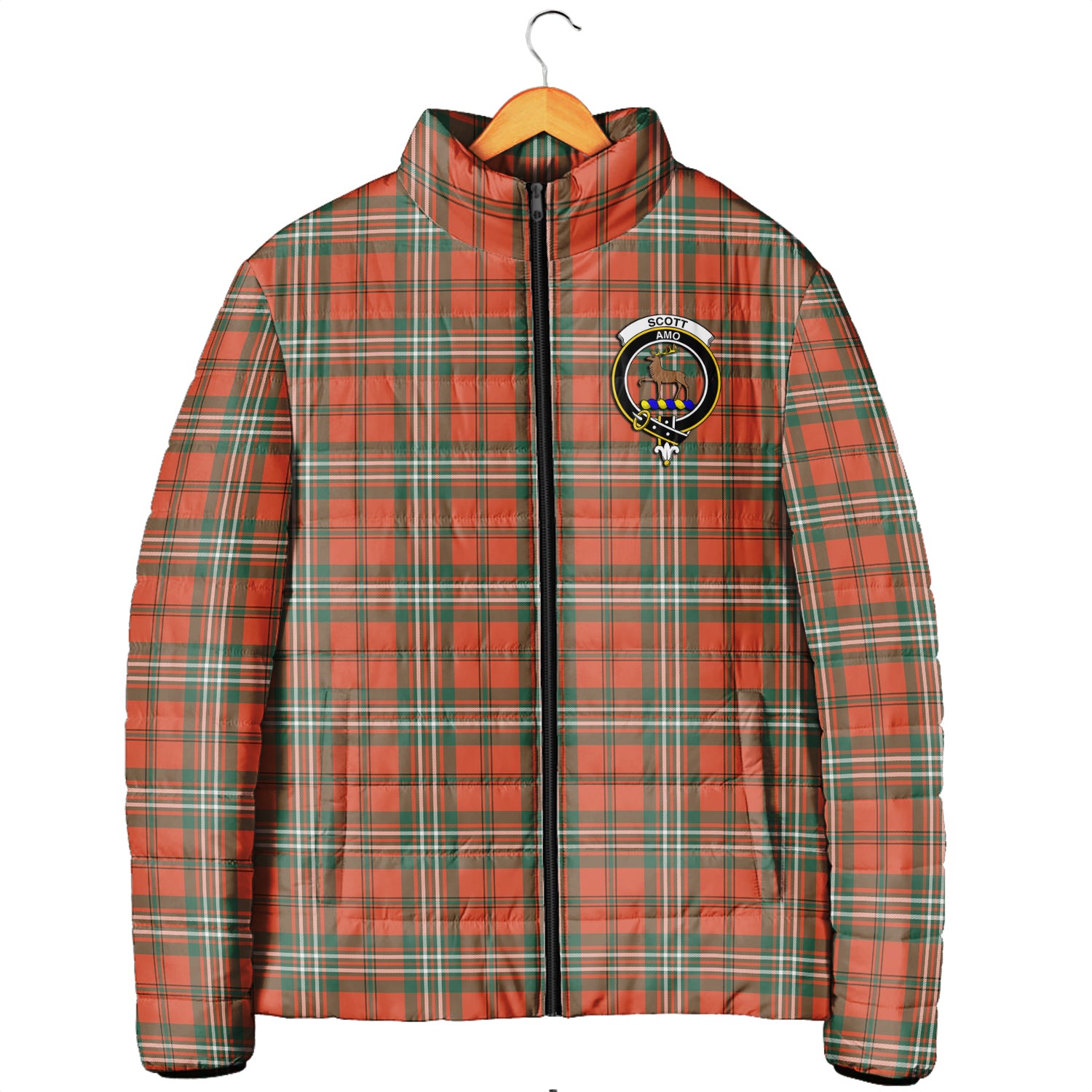 Scott Ancient Tartan Padded Jacket with Family Crest Men's Padded Jacket - Tartan Vibes Clothing