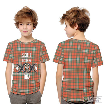 Scott Ancient Tartan Kid T-Shirt with Family Crest DNA In Me Style