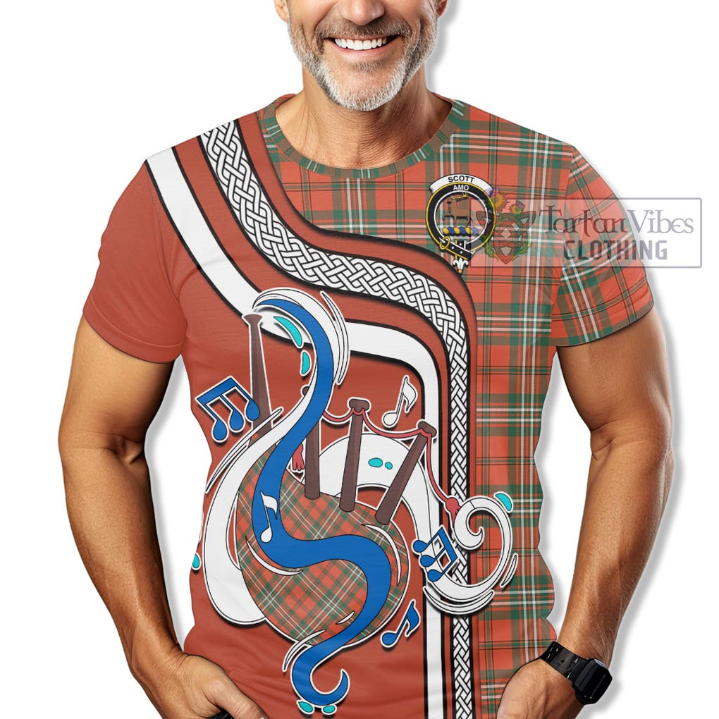 Scott Ancient Tartan T-Shirt with Epic Bagpipe Style Kid's Shirt - Tartanvibesclothing Shop