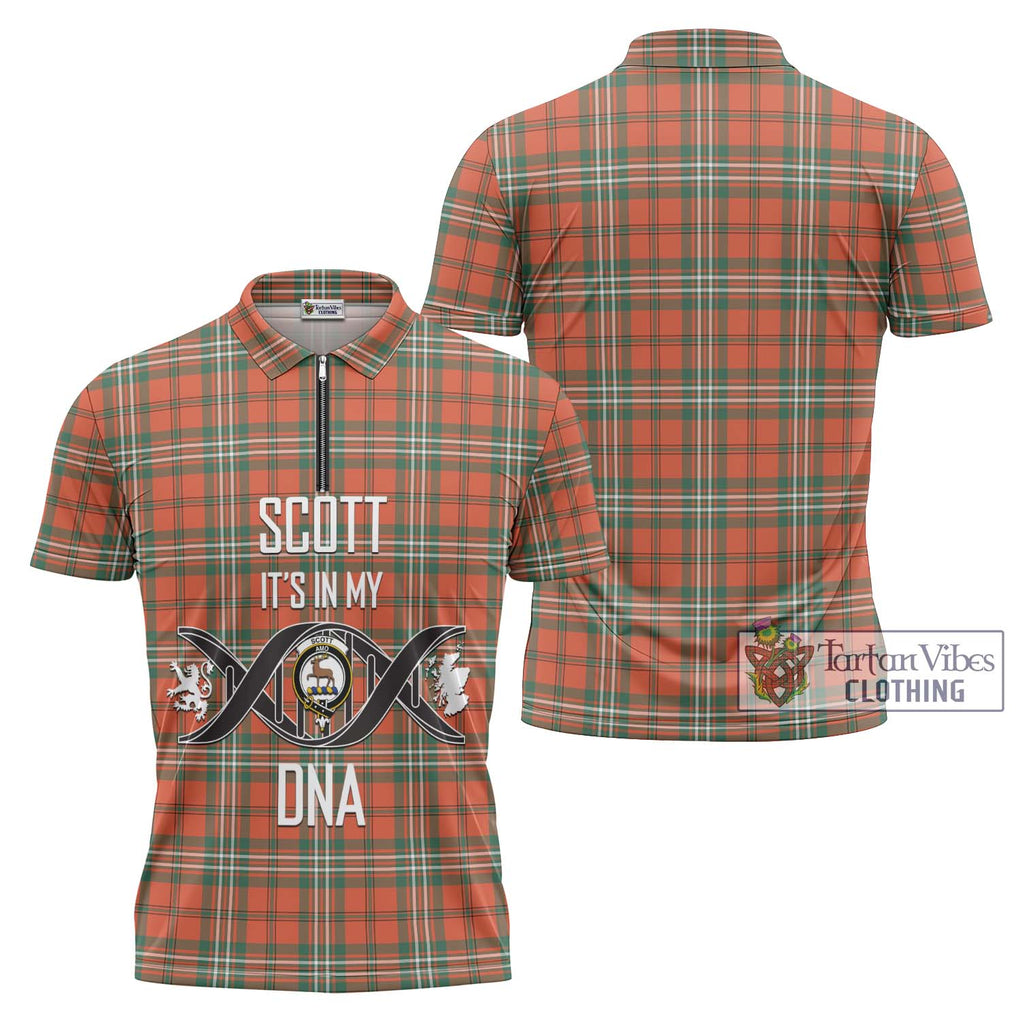 Scott Ancient Tartan Zipper Polo Shirt with Family Crest DNA In Me Style Unisex - Tartanvibesclothing Shop