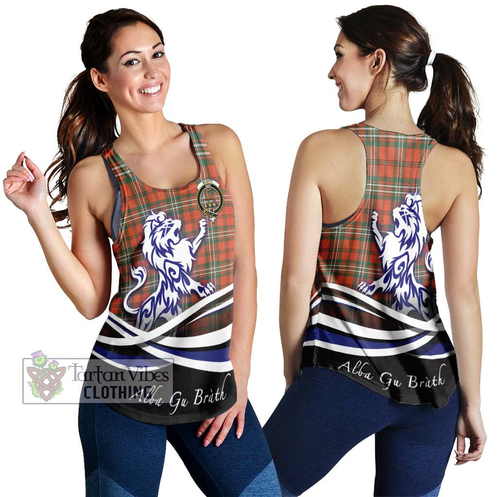 Scott Ancient Tartan Women's Racerback Tanks with Alba Gu Brath Regal Lion Emblem 4XL - Tartanvibesclothing Shop