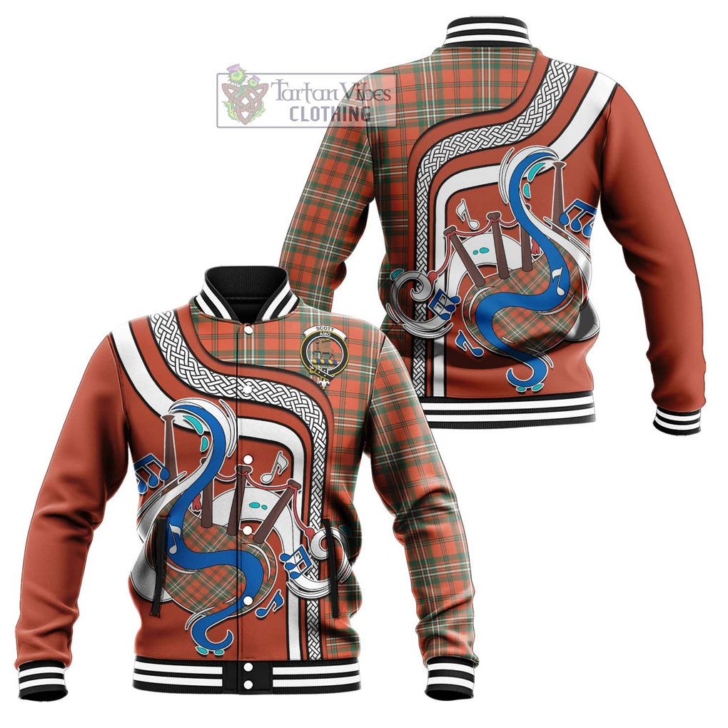 Tartan Vibes Clothing Scott Ancient Tartan Baseball Jacket with Epic Bagpipe Style