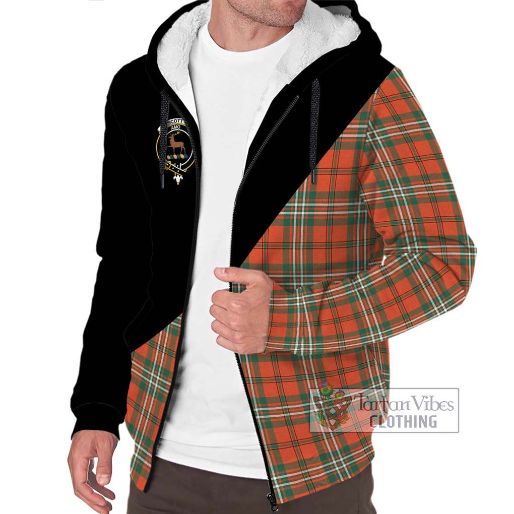 Scott Ancient Tartan Sherpa Hoodie with Family Crest and Military Logo Style Unisex S - Tartanvibesclothing Shop