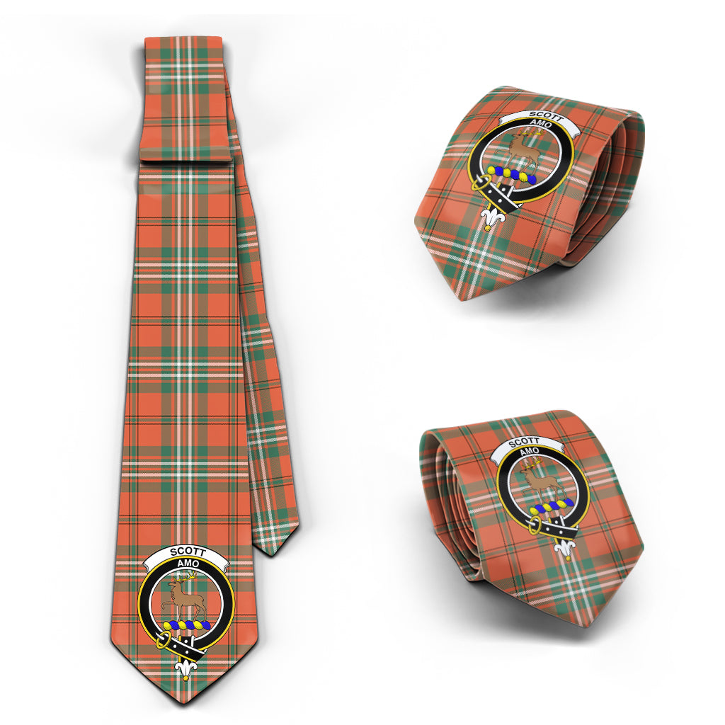 Scott Ancient Tartan Classic Necktie with Family Crest Necktie One Size - Tartan Vibes Clothing