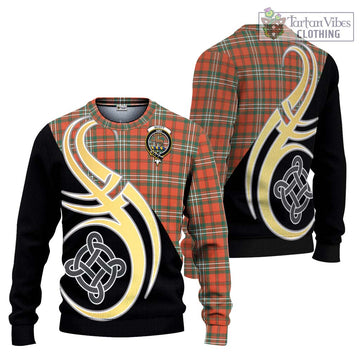 Scott Ancient Tartan Ugly Sweater with Family Crest and Celtic Symbol Style