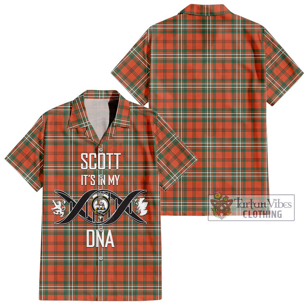 Scott Ancient Tartan Short Sleeve Button Shirt with Family Crest DNA In Me Style Kid - Tartanvibesclothing Shop