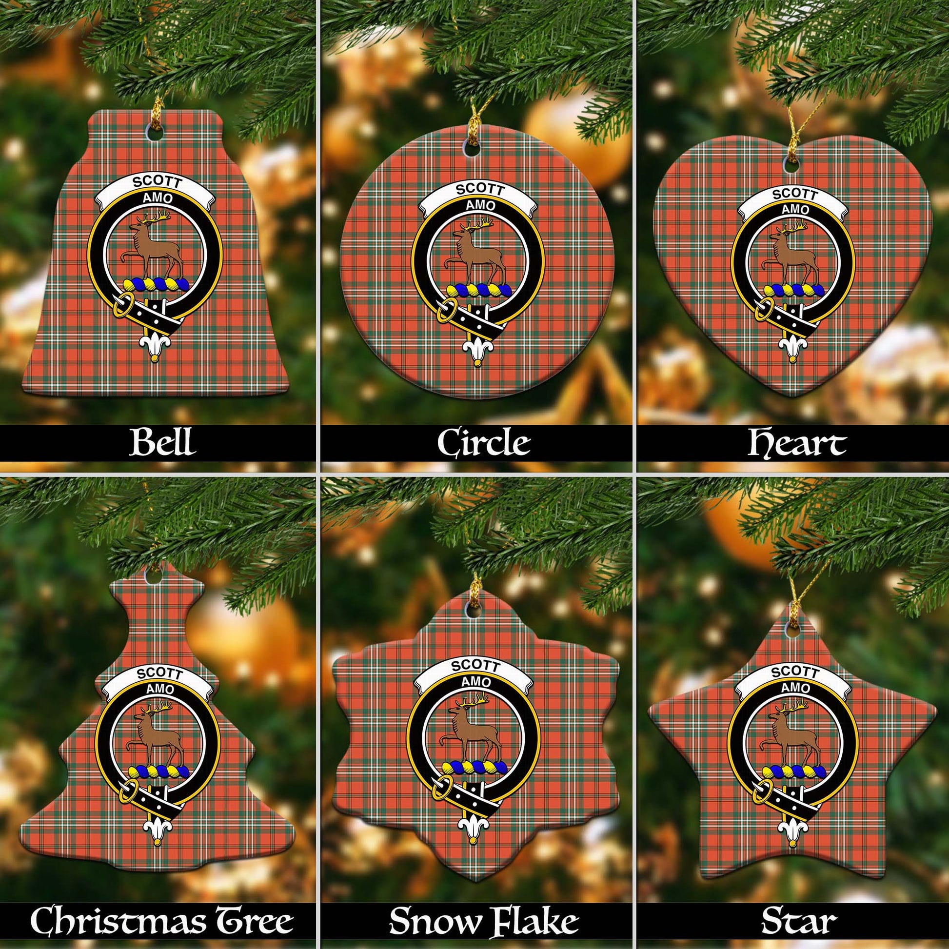 Scott Ancient Tartan Christmas Ornaments with Family Crest - Tartanvibesclothing