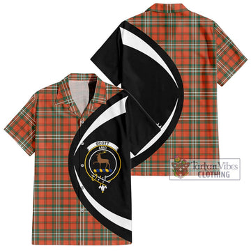 Scott Ancient Tartan Short Sleeve Button Up with Family Crest Circle Style