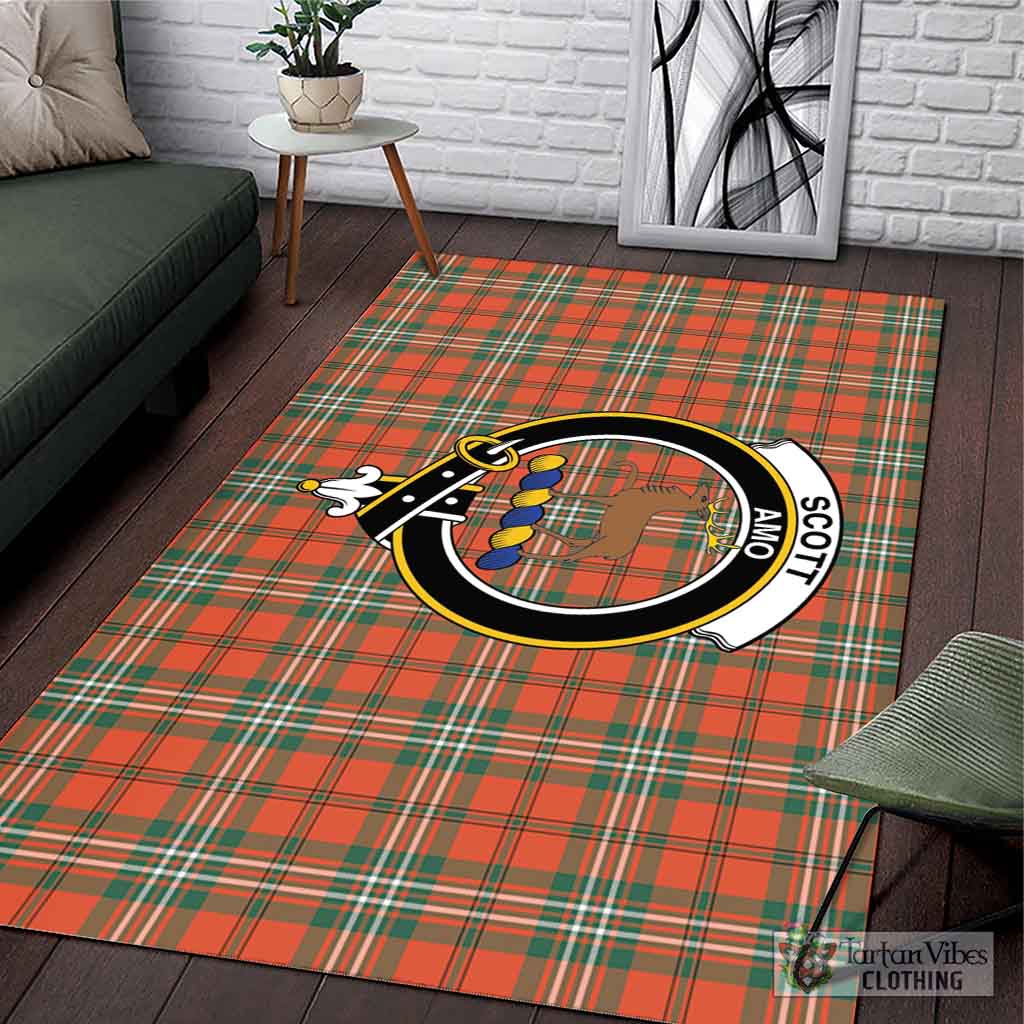 Tartan Vibes Clothing Scott Ancient Tartan Area Rug with Family Crest