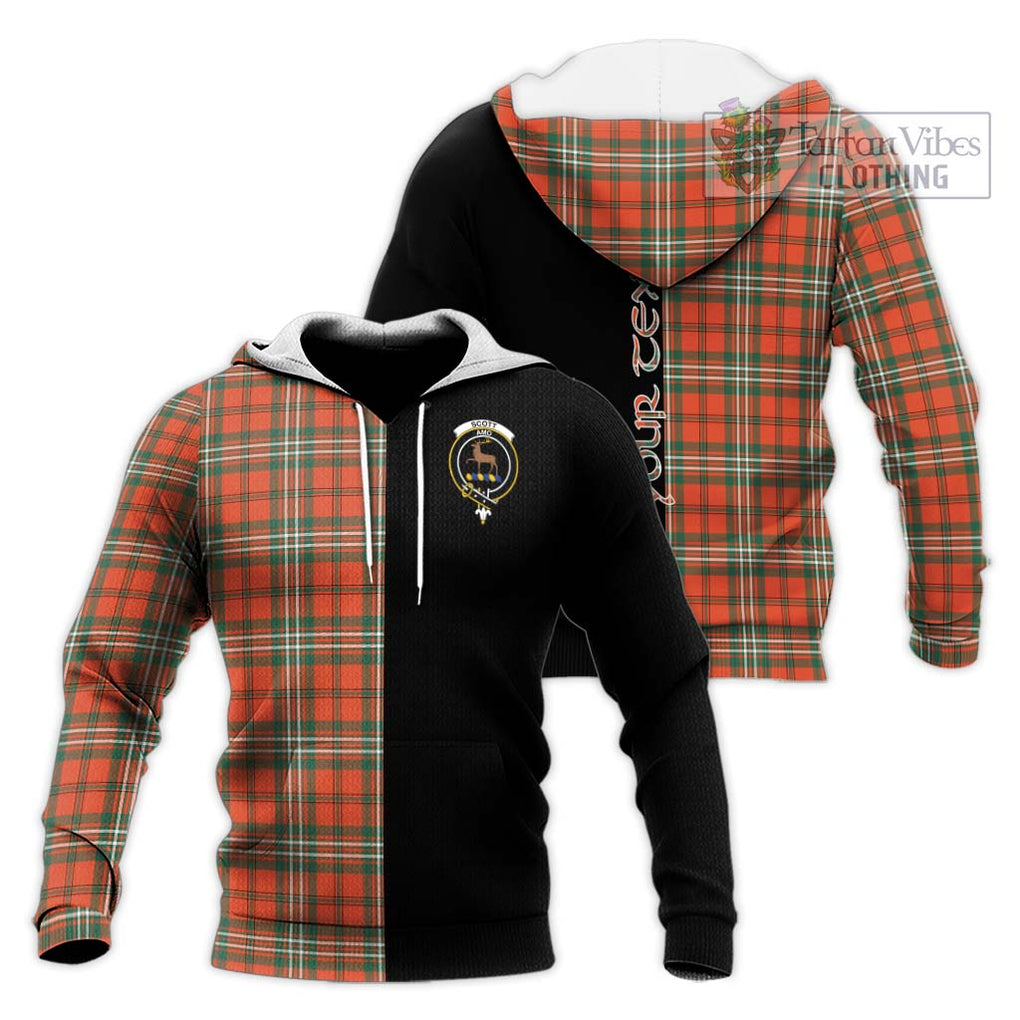 Scott Ancient Tartan Knitted Hoodie with Family Crest and Half Of Me Style Unisex Knitted Pullover Hoodie - Tartanvibesclothing Shop