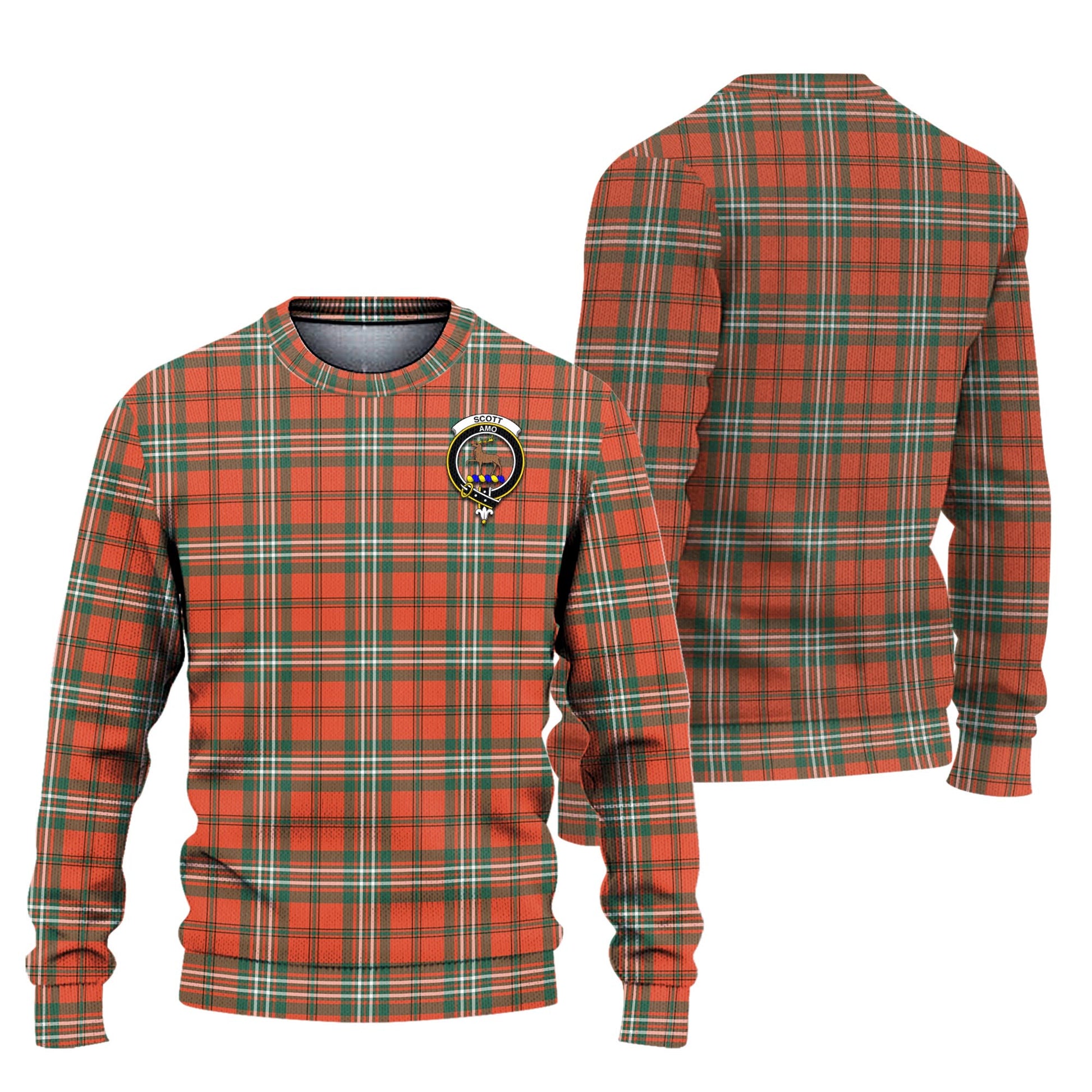 Scott Ancient Tartan Knitted Sweater with Family Crest Unisex - Tartanvibesclothing