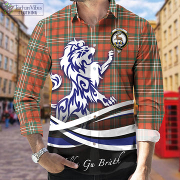 Scott Ancient Tartan Long Sleeve Button Up Shirt with Alba Gu Brath Regal Lion Emblem