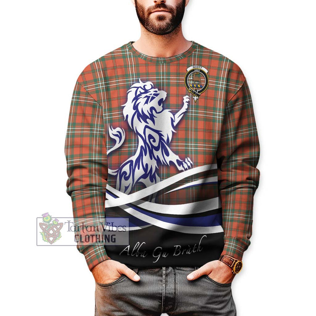 Scott Ancient Tartan Sweatshirt with Alba Gu Brath Regal Lion Emblem Unisex - Tartanvibesclothing Shop