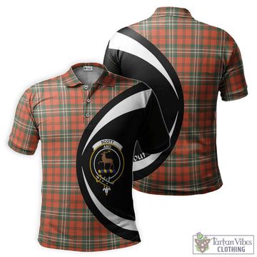 Scott Ancient Tartan Men's Polo Shirt with Family Crest Circle Style