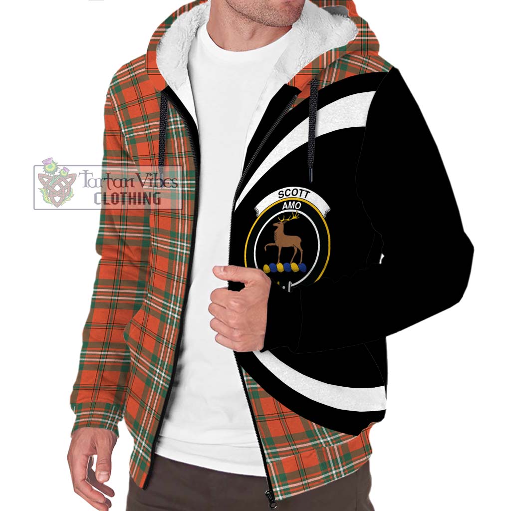 Scott Ancient Tartan Sherpa Hoodie with Family Crest Circle Style Unisex S - Tartan Vibes Clothing