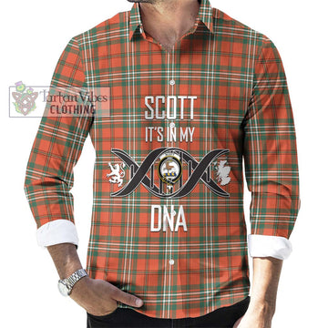 Scott Ancient Tartan Long Sleeve Button Shirt with Family Crest DNA In Me Style