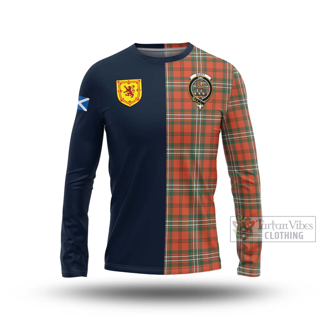 Tartan Vibes Clothing Scott Ancient Tartan Long Sleeve T-Shirt with Scottish Lion Royal Arm Half Style