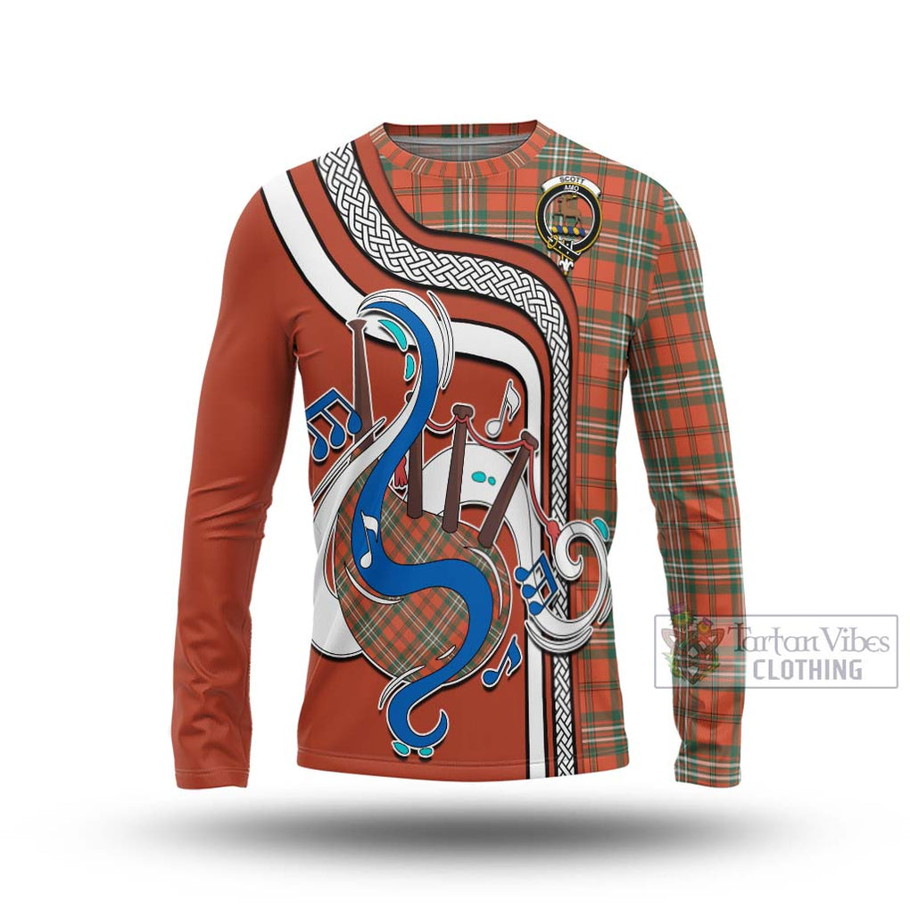 Tartan Vibes Clothing Scott Ancient Tartan Long Sleeve T-Shirt with Epic Bagpipe Style