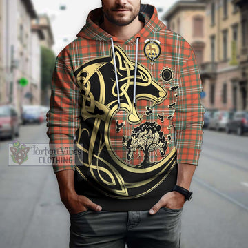 Scott Ancient Tartan Hoodie with Family Crest Celtic Wolf Style