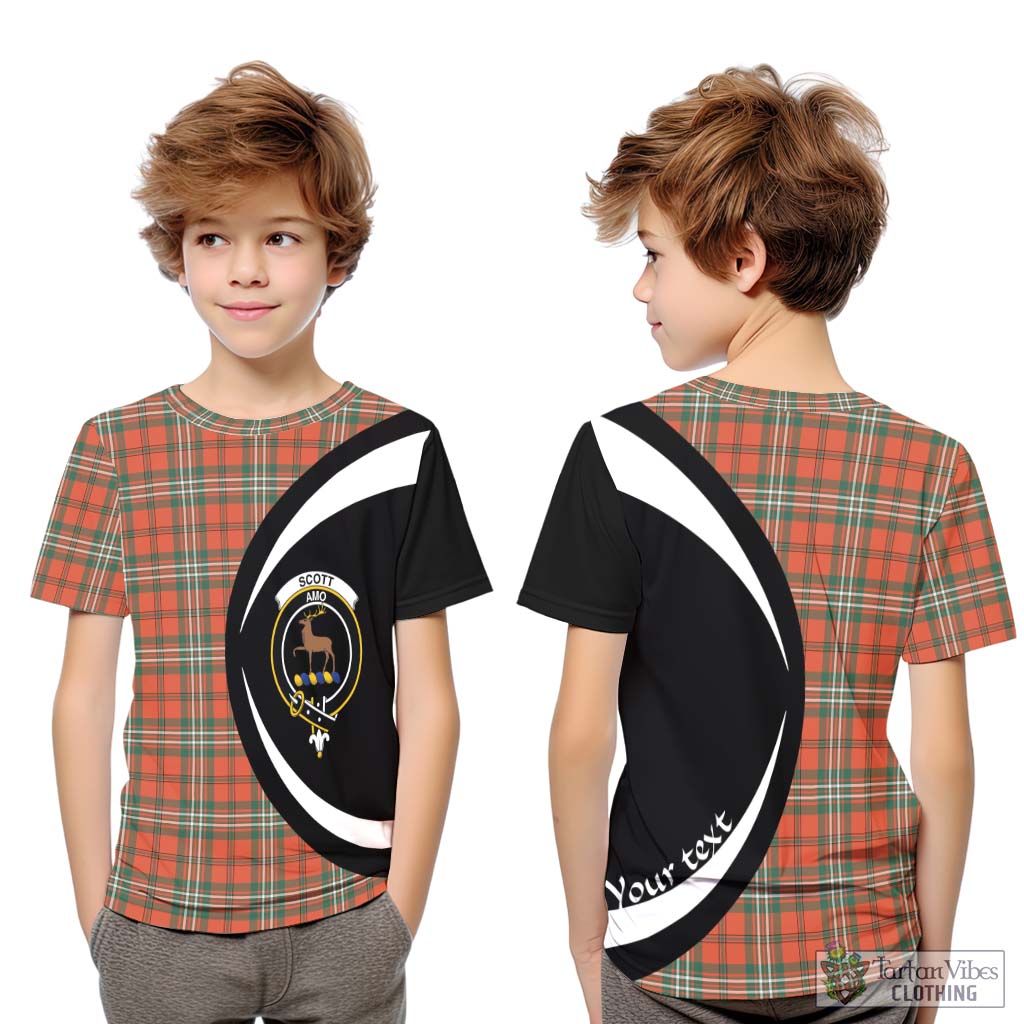 Scott Ancient Tartan Kid T-Shirt with Family Crest Circle Style Youth XL Size14 - Tartan Vibes Clothing