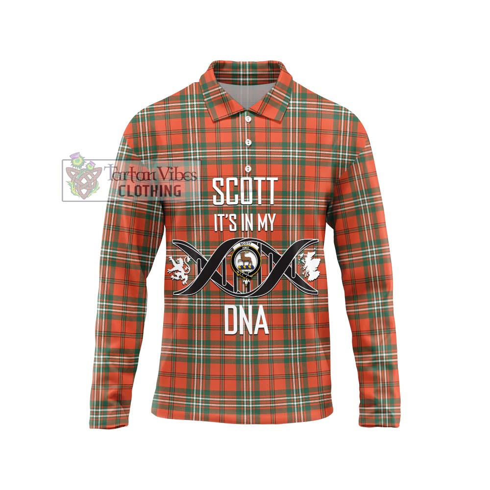 Scott Ancient Tartan Long Sleeve Polo Shirt with Family Crest DNA In Me Style Unisex - Tartanvibesclothing Shop