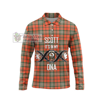 Scott Ancient Tartan Long Sleeve Polo Shirt with Family Crest DNA In Me Style