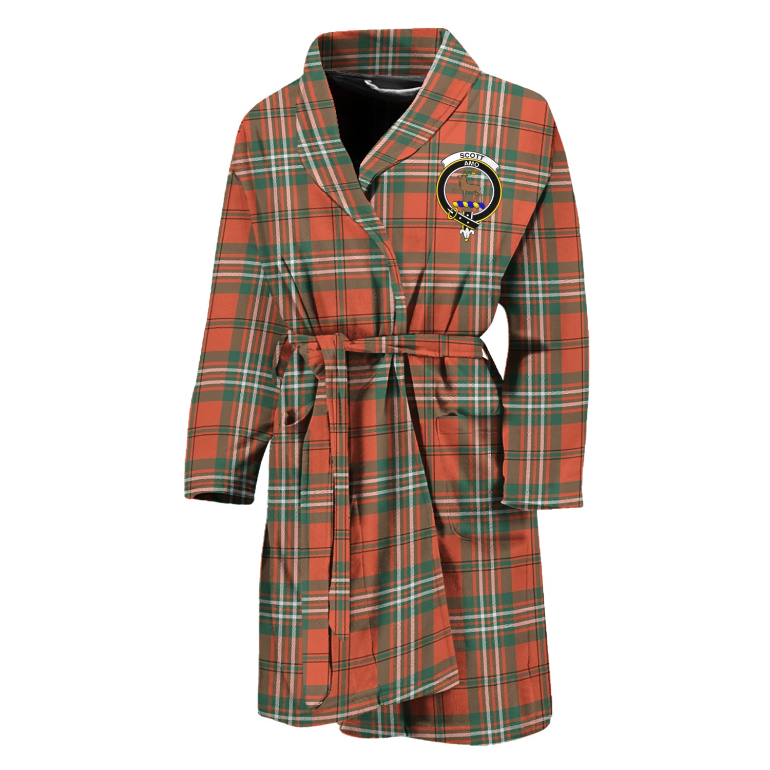 Scott Ancient Tartan Bathrobe with Family Crest Unisex M - Tartan Vibes Clothing