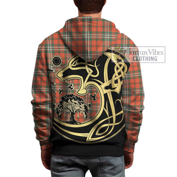 Scott Ancient Tartan Hoodie with Family Crest Celtic Wolf Style