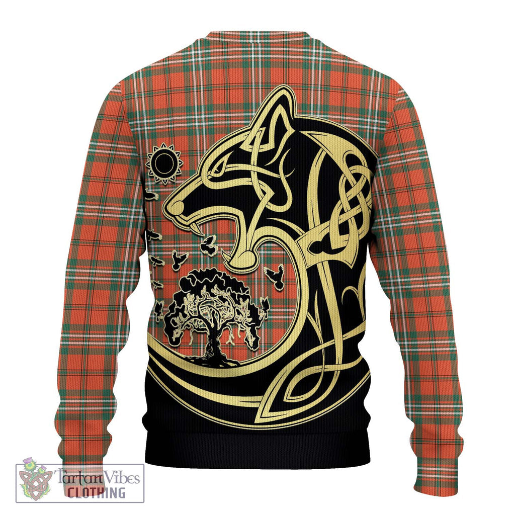 Scott Ancient Tartan Knitted Sweater with Family Crest Celtic Wolf Style - Tartan Vibes Clothing