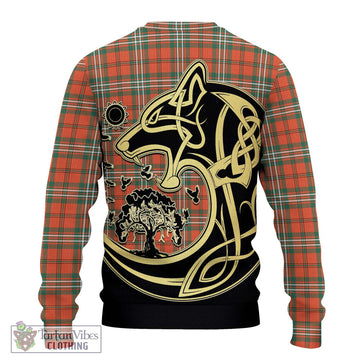 Scott Ancient Tartan Ugly Sweater with Family Crest Celtic Wolf Style