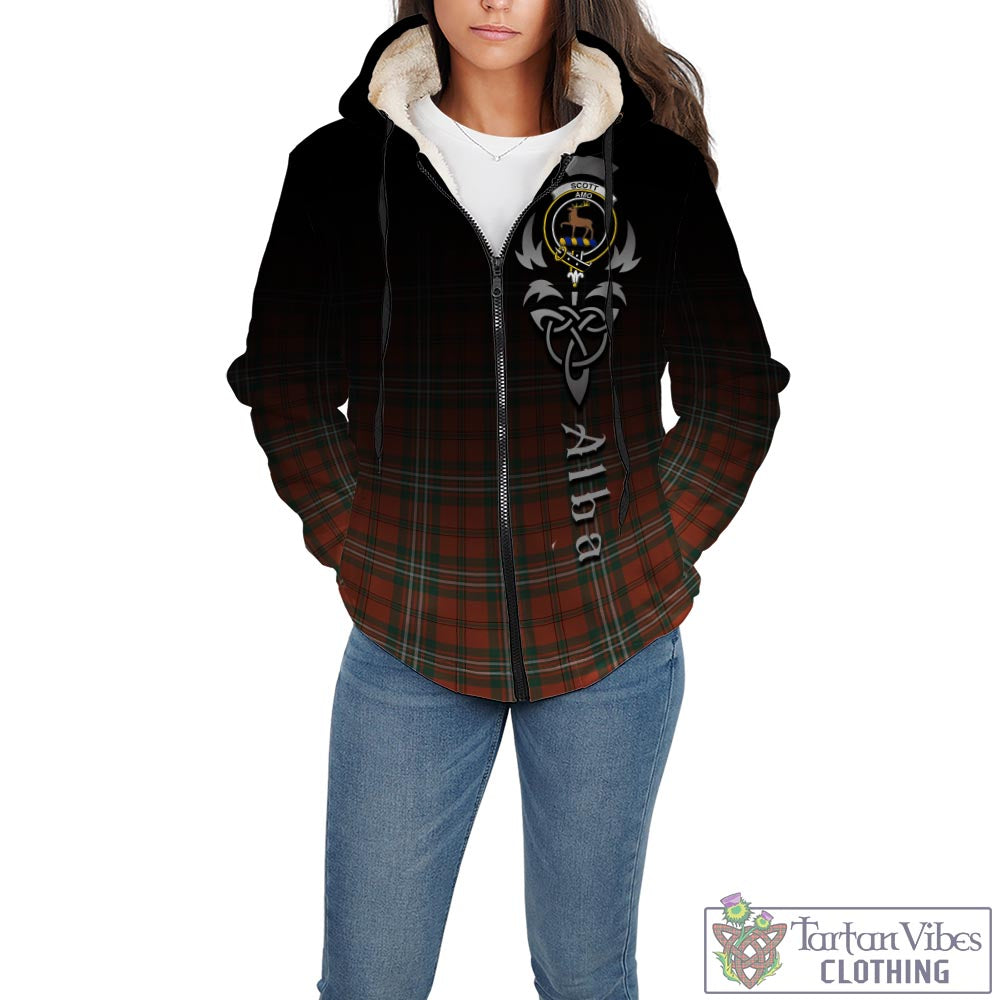 Tartan Vibes Clothing Scott Ancient Tartan Sherpa Hoodie Featuring Alba Gu Brath Family Crest Celtic Inspired