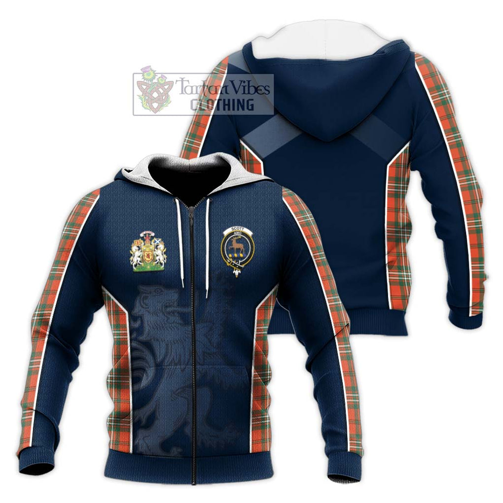 Scott Ancient Tartan Knitted Hoodie with Family Crest and Lion Rampant Vibes Sport Style Unisex Knitted Zip Hoodie - Tartan Vibes Clothing