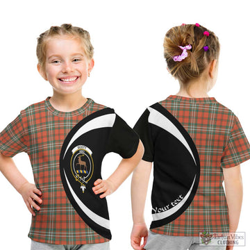 Scott Ancient Tartan Kid T-Shirt with Family Crest Circle Style