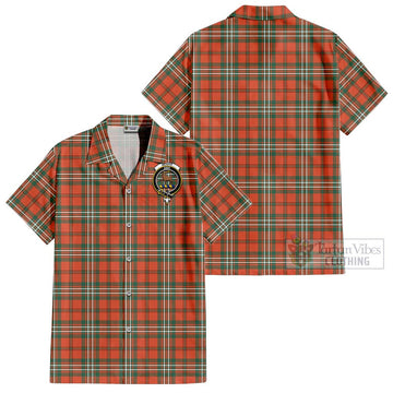 Scott Ancient Tartan Cotton Hawaiian Shirt with Family Crest