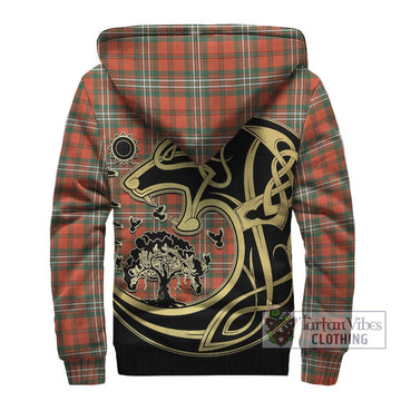 Scott Ancient Tartan Sherpa Hoodie with Family Crest Celtic Wolf Style